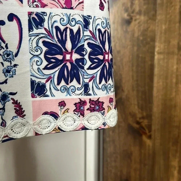 Crown Ivy Cotton Stretch Multi Colored White Eyelet Trim Sheath Dress Sz 12 - Picture 11 of 14